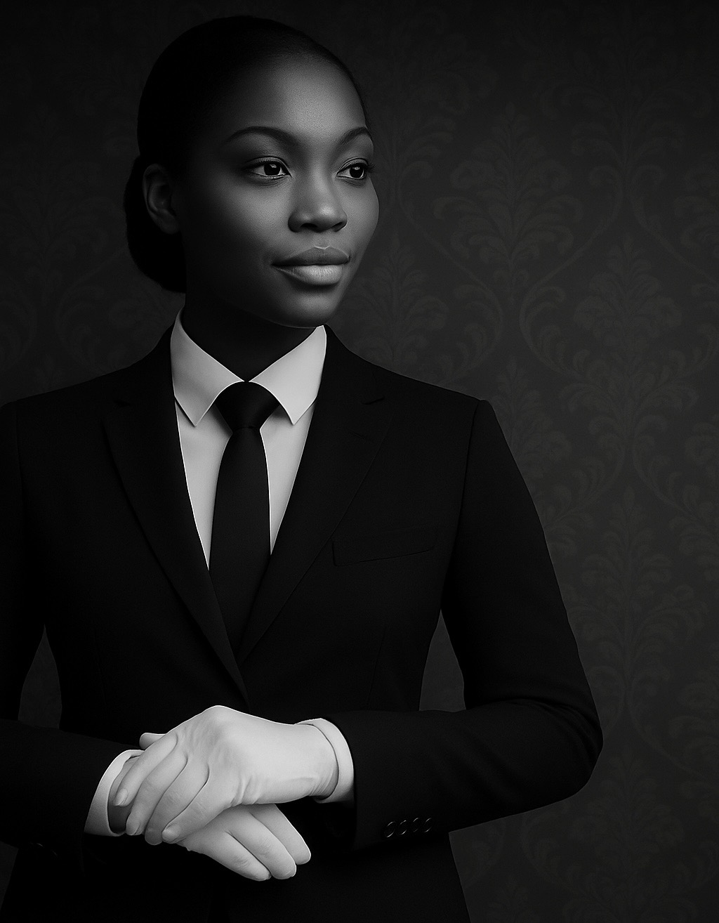 Professional chauffeur in tailored suit